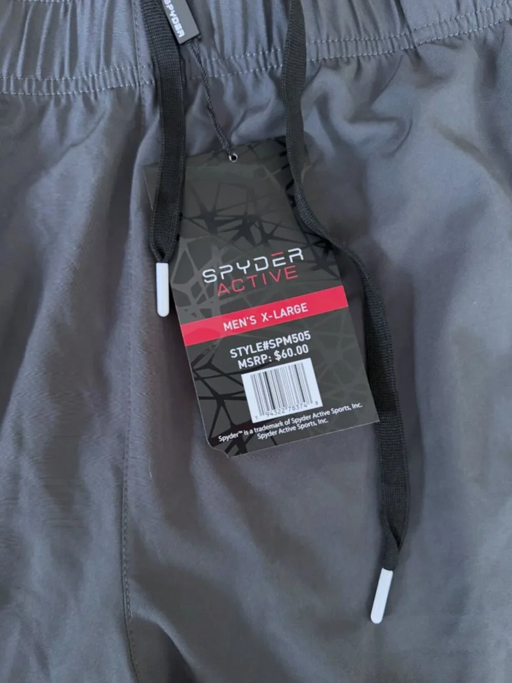 NWT Spyder Active ProWeb Gray Black Zip Pocket Athletic Shorts Men’s XL